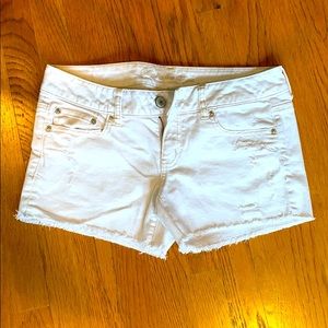 American Eagle white denim shorts